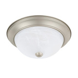 Bates Flush Mount, 2-Light, Matte Nickel, White Faux Alabaster Glass, 13"W