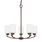 Dixon Chandelier, 5-Light, Bronze, Soft White Glass, 23"W