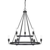Tanner Chandelier, 9-Light, Matte Black, 31.25"W