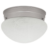 Scott Flush Mount, 2-Light, Matte Nickel, White Faux Alabaster Glass, 9"W