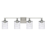 Colton Bath Vanity, 4-Light, Brushed Nickel, Clear Water Glass, 33.5"W