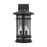 Mission Hills Outdoor Wall Lantern, 2-Light, Black, Antiqued Seeded Glass, 16.5"H