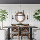 Clint Chandelier, 6-Light, Black Iron, 28"W