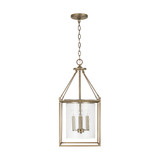 Cooper Pendant, 4-Light, Aged Brass, Clear Seeded Glass, 11.75"W