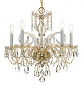 Traditional Crystal Chandelier - Polished Brass, Hand Cut Crystal 21"H