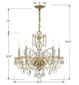 Traditional Crystal Chandelier - Polished Brass, Swarovski Strass Crystal 21"H