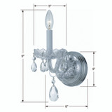 Traditional Crystal Wall Sconce - Polished Chrome, Swarovski Spectra Crystal 9"H