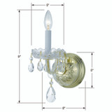 Traditional Crystal Wall Sconce - Polished Brass, Swarovski Strass Crystal 9"H