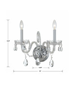 Traditional Crystal Wall Sconce - Polished Chrome, Hand Cut Crystal 12.5"H