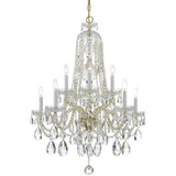 Traditional Crystal Chandelier - Polished Brass, Hand Cut Crystal 36"H