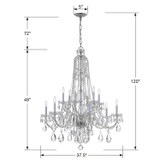 Traditional Crystal Chandelier - Polished Chrome, Swarovski Strass Crystal 48"H