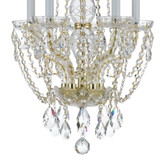 Traditional Crystal Mini Chandelier - Polished Brass, Hand Cut Crystal 20"H