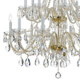 Traditional Crystal Chandelier - Polished Brass, Swarovski Spectra Crystal 34"H