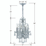 Imperial Mini Chandelier - Polished Chrome, Hand Cut Crystal 18"H