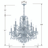 Imperial Chandelier - Polished Chrome, Hand Cut Crystal 31"H