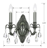Dawson Wall Sconce - Pewter, Swarovski Spectra Crystal 9.75"H