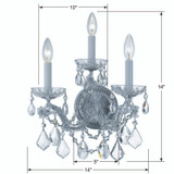 Maria Theresa Wall Sconce - Polished Chrome, Hand Cut Crystal 14"H