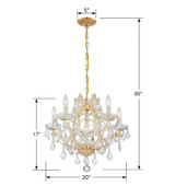 Maria Theresa Chandelier - Gold, Swarovski Strass Crystal 17"H