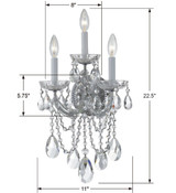 Maria Theresa Wall Sconce - Polished Chrome, Hand Cut Crystal 22.5"H