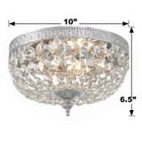 Ceiling Mount 2 Light Flush Mount - Polished Chrome, Hand Cut Crystal