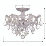 Maria Theresa 3 Light Semi Flush Mount - Polished Chrome, Swarovski Spectra Crystal 11.5"H