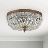 Ceiling Mount 3 Light Flush Mount - Olde Brass, Swarovski Spectra Crystal 6.5"H, Crystorama (20GUZ 712-OB-CL-SAQ)