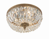 Ceiling Mount 3 Light Flush Mount - Olde Brass, Swarovski Spectra Crystal 6.5"H