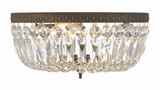 Ceiling Mount 3 Light Flush Mount - English Bronze, Hand Cut Crystal 7"H