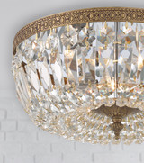 Ceiling Mount 3 Light Flush Mount - Olde Brass, Swarovski Spectra Crystal, Crystorama (714-OB-CL-SAQ 20GV5)