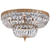 Ceiling Mount 4 Light Flush Mount - Olde Brass, Hand Cut Crystal 12"H