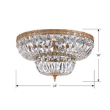 Ceiling Mount 6 Light Flush Mount - Olde Brass, Hand Cut Crystal 12"H