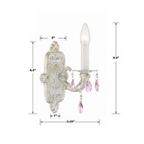 Paris Market Wall Sconce - Antique White, Rose Colored Hand Cut 10"H