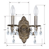 Paris Market Wall Sconce - Venetian Bronze, Swarovski Strass Crystal 9.5"H