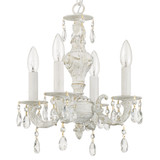 Paris Market Mini Chandelier - Antique White, Swarovski Strass Crystal 15"H