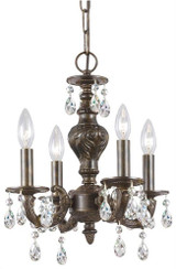 Paris Market Mini Chandelier - Venetian Bronze, Hand Cut Crystal 15"H