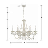 Paris Market Chandelier - Antique White, Hand Cut Crystal 22"H