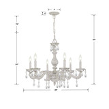Paris Market Chandelier - Antique White, Hand Cut Crystal 21"H
