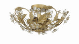 Paris Market Semi Flush Mount - Gold Leaf, Hand Cut Crystal 8.5"H