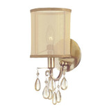 Hampton Wall Sconce - Antique Brass, Etruscan Teardrop Almond 13"H