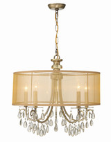 Hampton Chandelier - Antique Brass, Etruscan Teardrop Almond 23"H