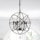 Solaris Chandelier - English Bronze, Clear Glass Drops 27.5"H