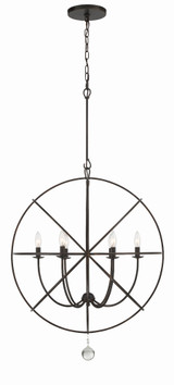 Solaris Chandelier - English Bronze, Clear Glass Drops 35.5"H