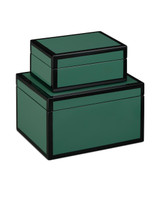 Currey and Company Green Lacquer Box, Set of 2 