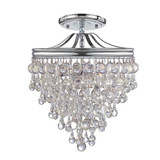 Calypso Semi Flush Mount - Polished Chrome, Clear Glass Drops 14"H