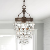 Calypso Mini Pendant - Vibrant Bronze, Clear Glass Drops 13.75"H