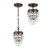 Calypso Mini Pendant - Vibrant Bronze, Clear Glass Drops 13.75"H