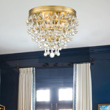 Calypso Flush Mount - Vibrant Gold, Clear Glass Drops 9.5"H, Crystorama (135-VG  2KRUT)