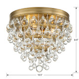 Calypso Flush Mount - Vibrant Gold, Clear Glass Drops 9.5"H, Crystorama (135-VG  2KRUT)