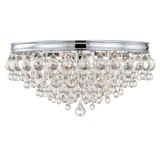 Calypso Flush Mount - Polished Chrome, Clear Glass Drops 9"H