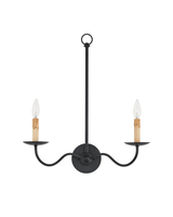 Currey and Company Saxon Double-Light Black Wall Sconce 